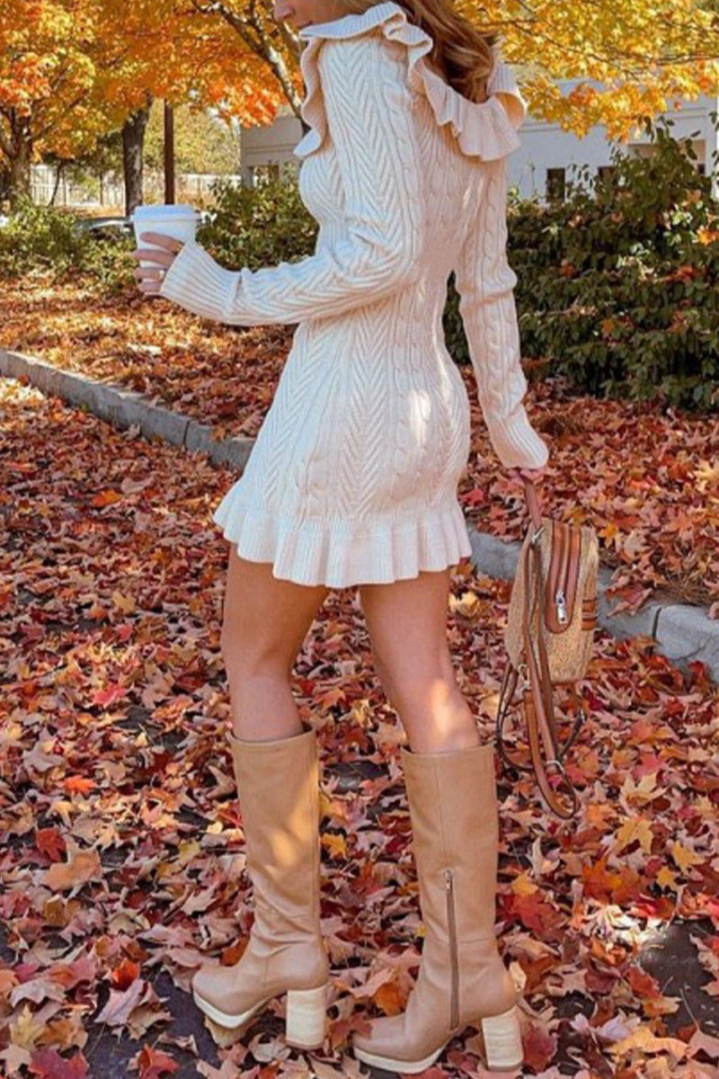 Elegantes vestidos de corte A con escote en U y orillo liso con fibras