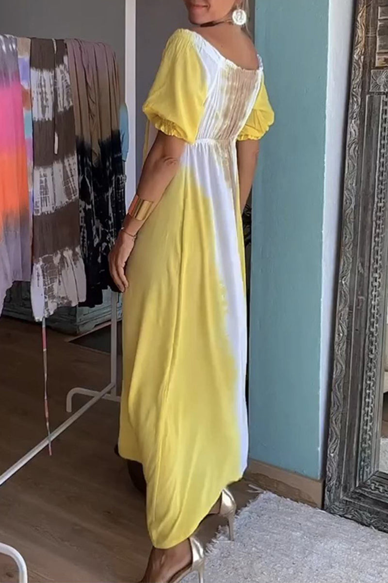 Vestido irregular con escote en V y frenillo estampado sexy