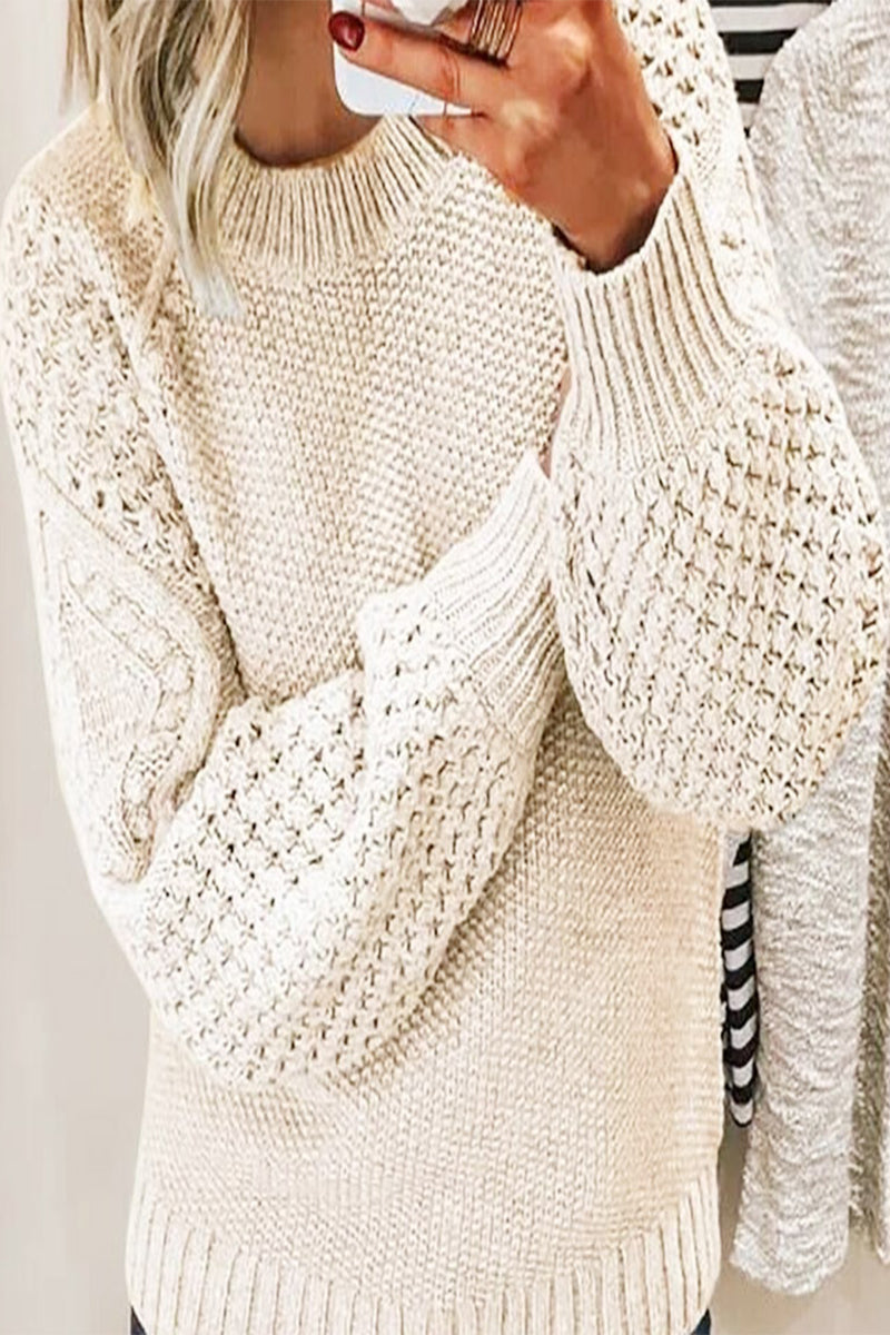 Tops casuales de cuello redondo con parches sólidos (5 colores)