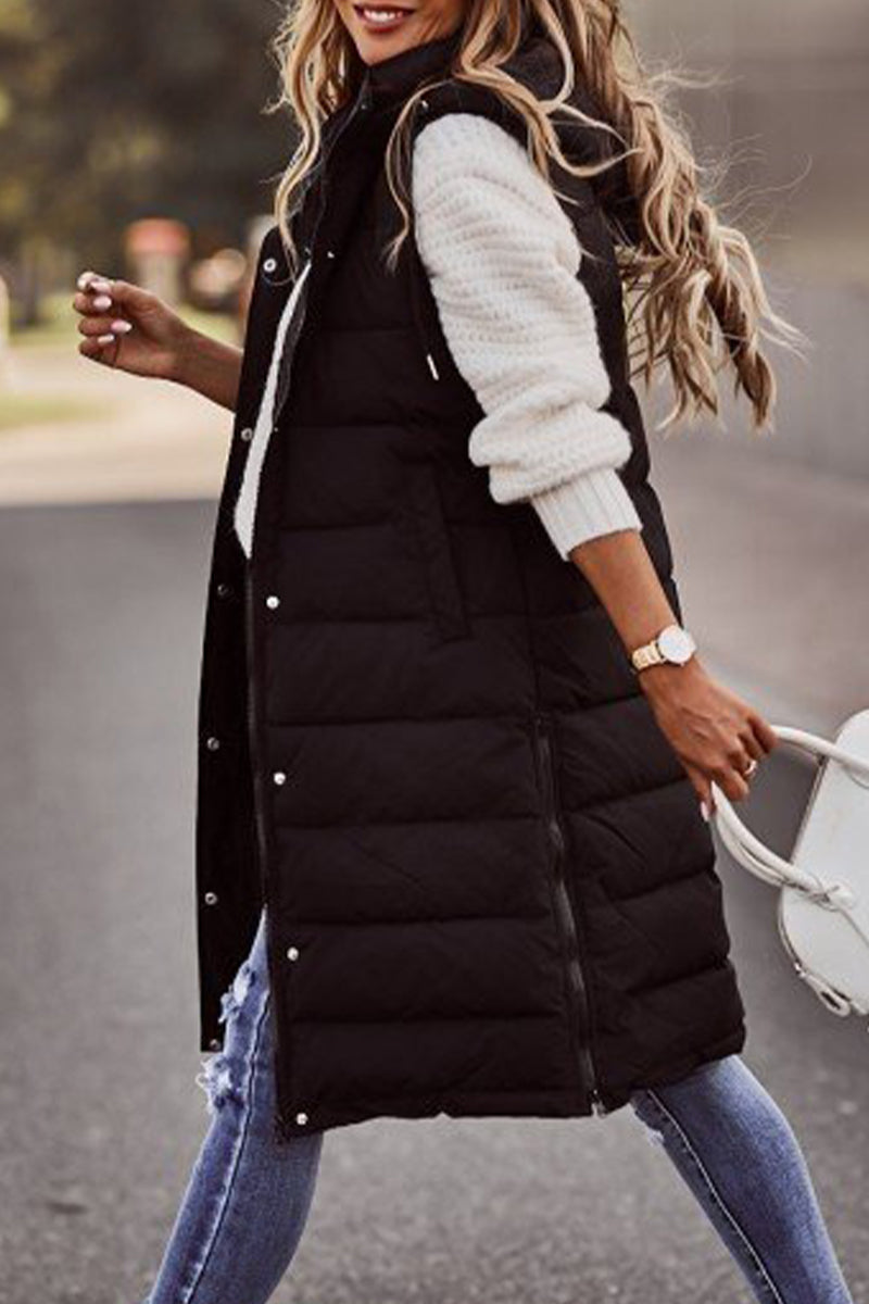 Chalecos casuales de calle con cremallera lisa y cuello mandarín (5 colores)