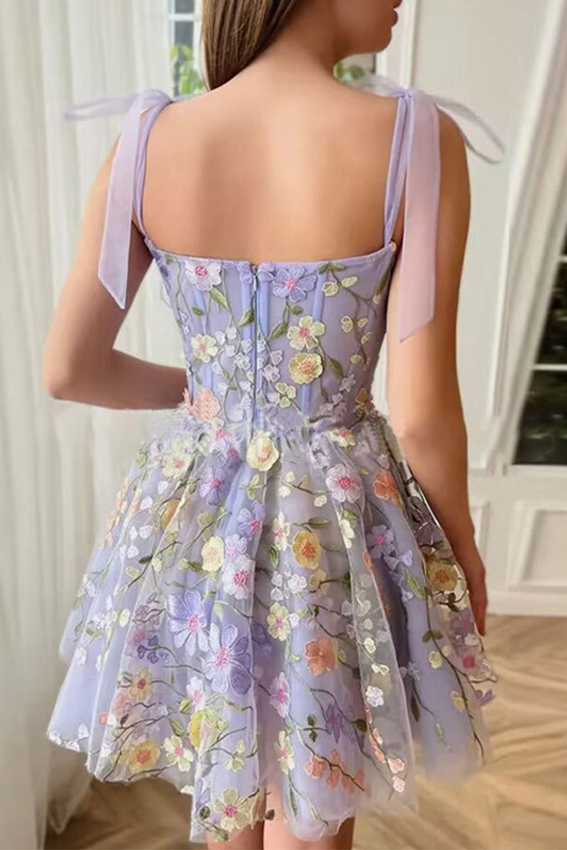 Vestidos de princesa con cuello cuadrado, apliques bordados elegantes y dulces