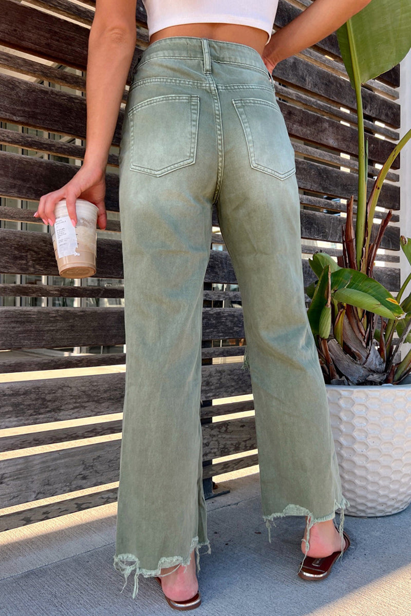 Vaqueros casuales de cintura alta con rotos y rotos