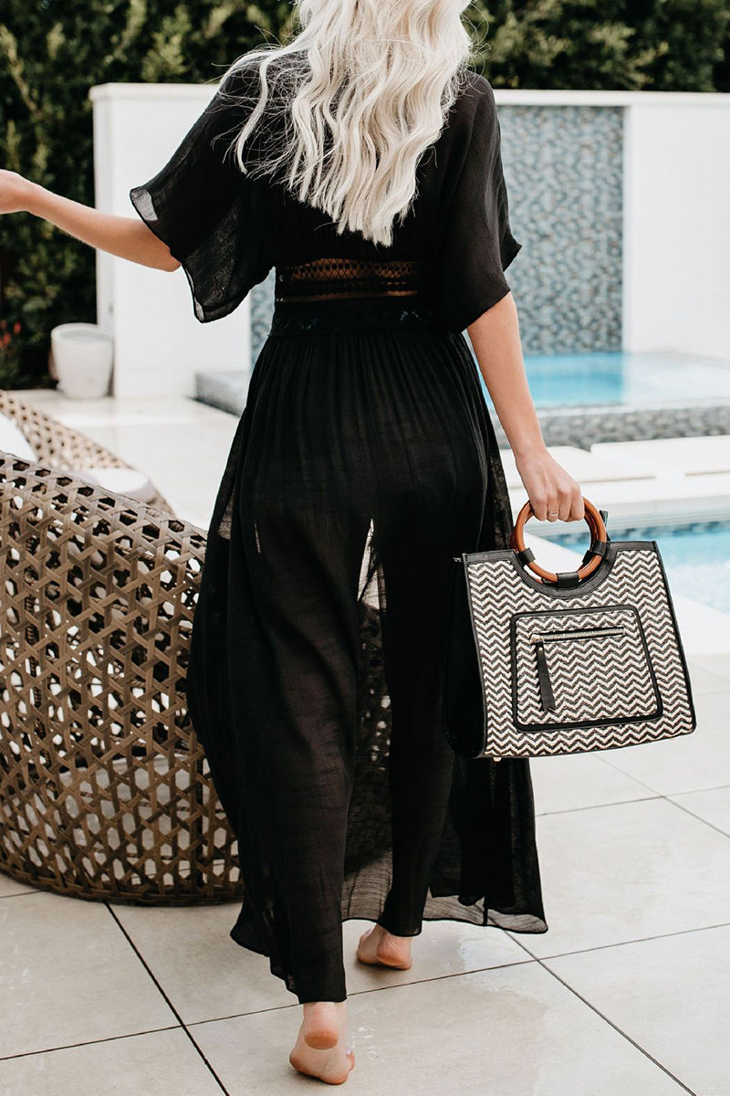 Traje de baño sexy de vacaciones con encaje sólido y ahuecado