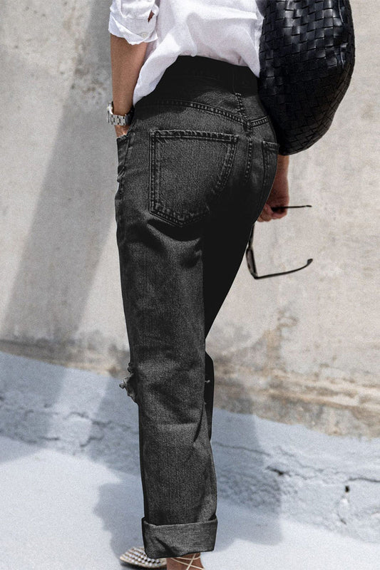 Pantalones vaqueros holgados con rotos y ropa deportiva informal