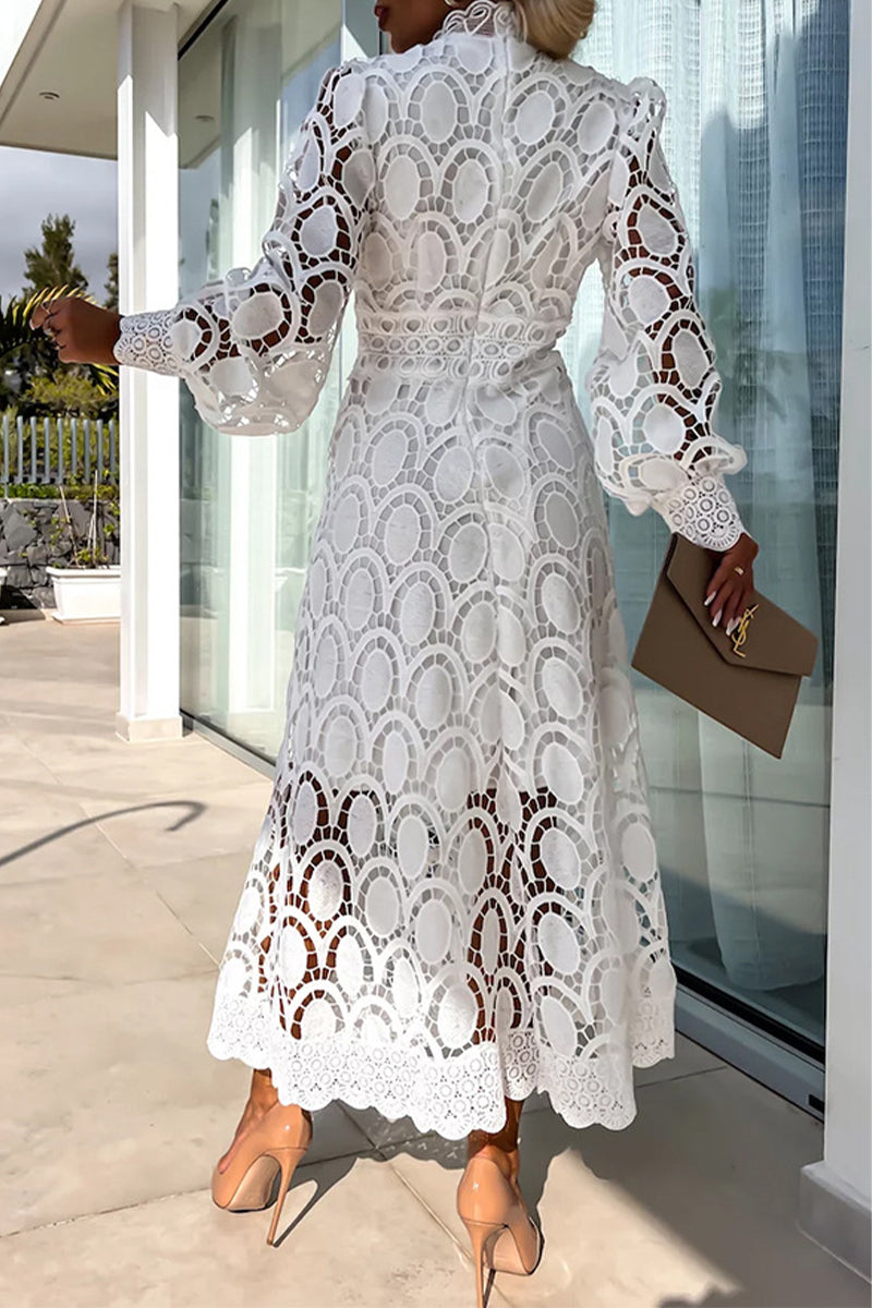 Vestidos elegantes de celebridades con falda de cuello alto, de cintura media y ahuecada.