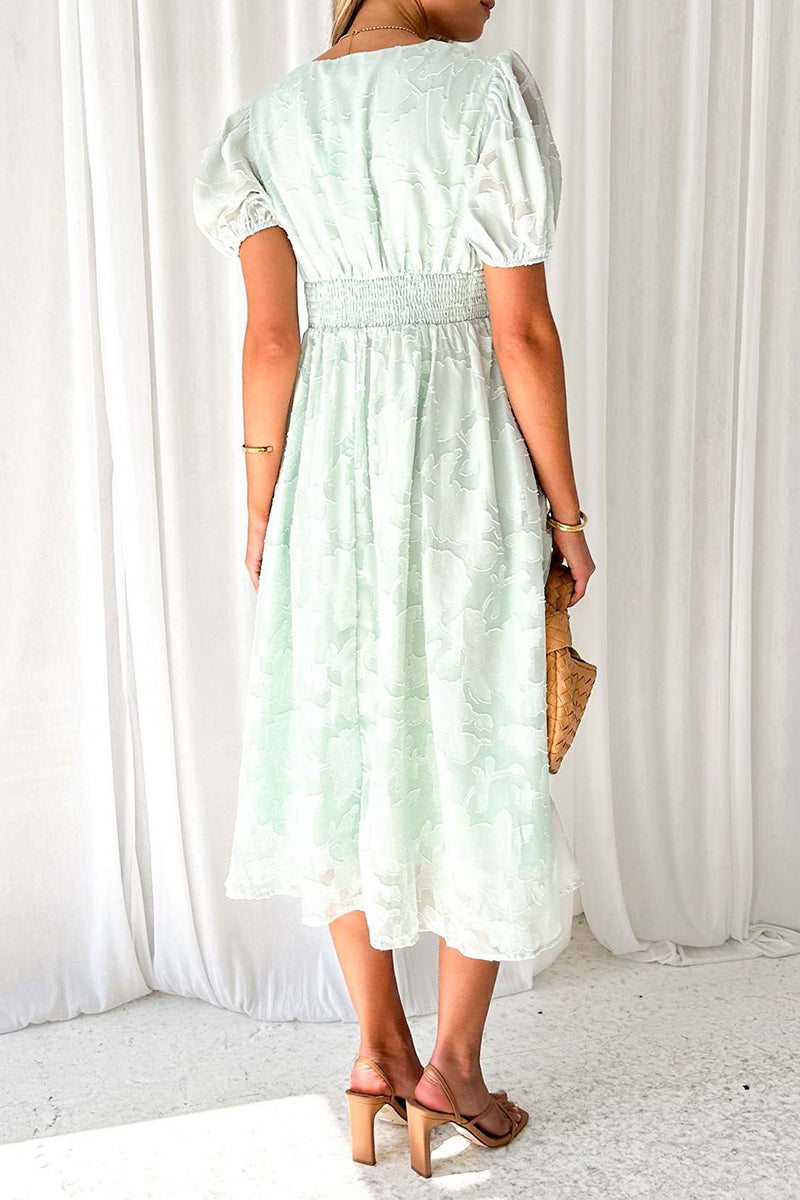 Elegante vestido de encaje liso con bolsillos y escote en V (3 colores)