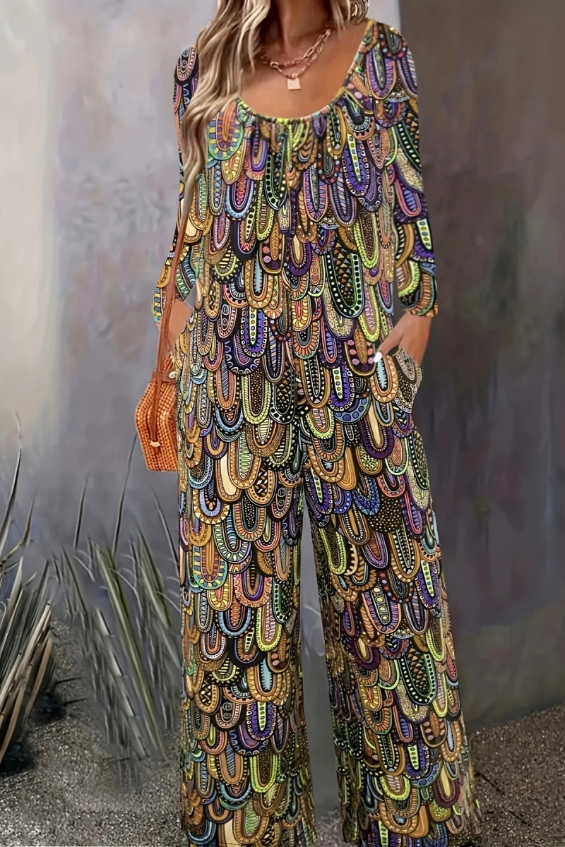 Monos básicos con cuello en U y estampado informal (3 colores)