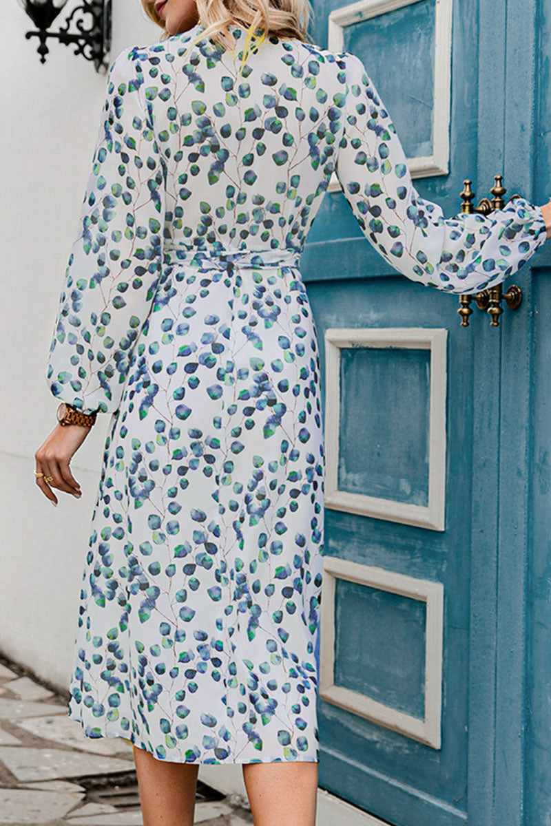 Vestidos de línea A con escote en V y frenillo con estampado de moda urbana