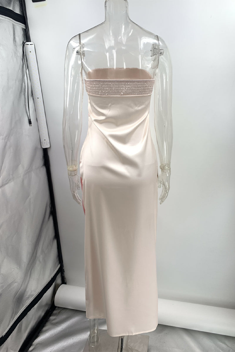 Vestidos sexis de falda de un solo paso sin tirantes con estampado de flores