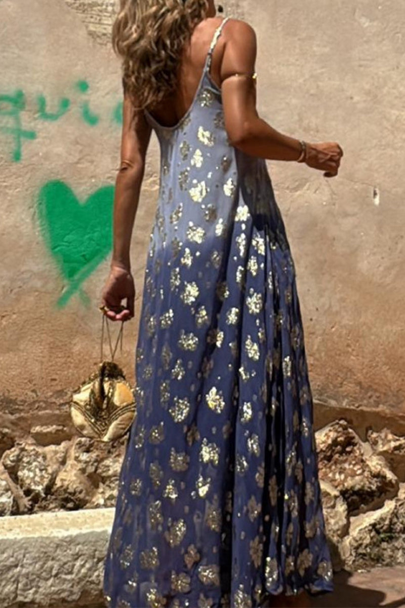 Vestidos sexys con escote en V y estampado degradado en contraste