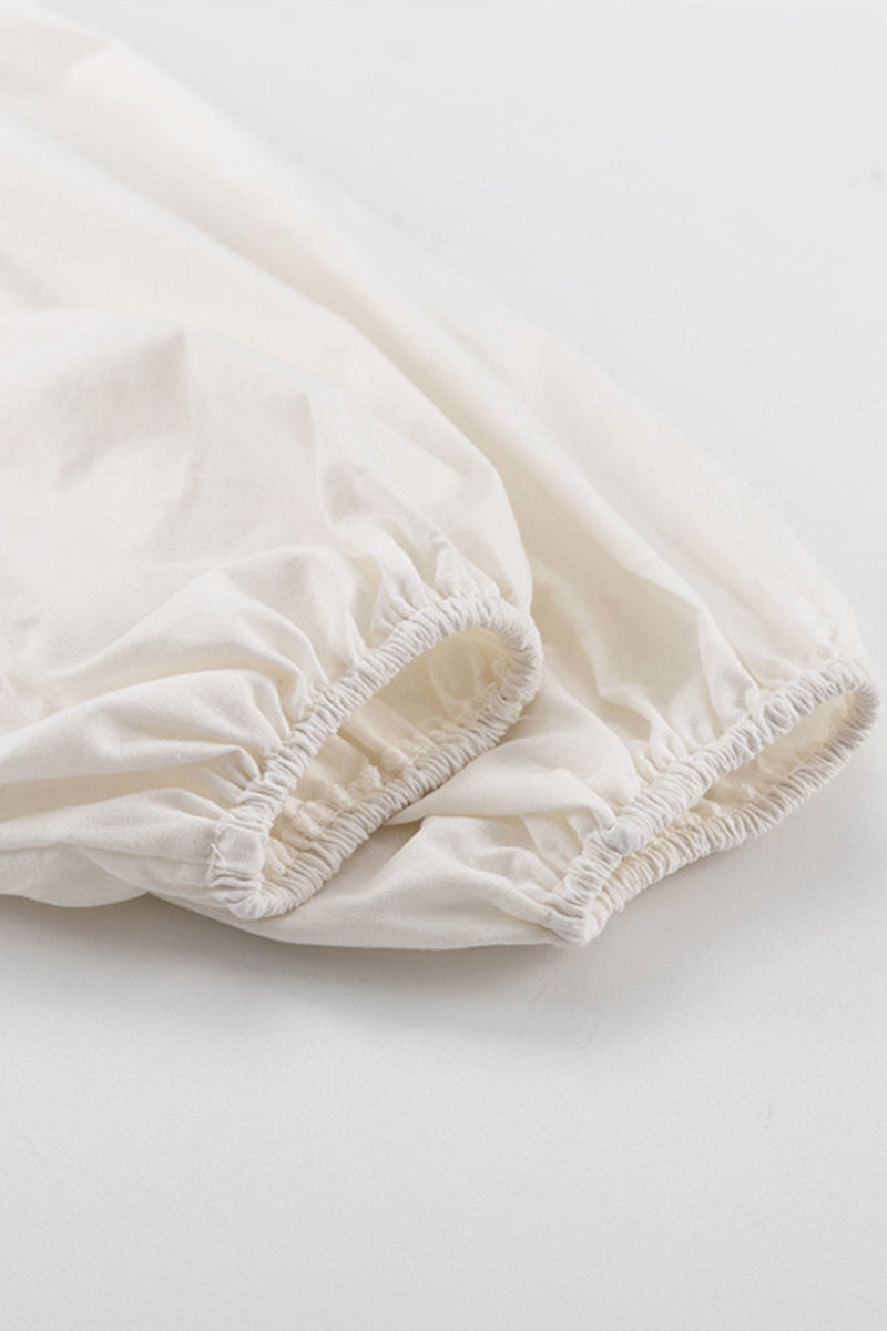 Conjunto de dos piezas sexy de manga larga con cuello cuadrado y pliegues de frenillo liso