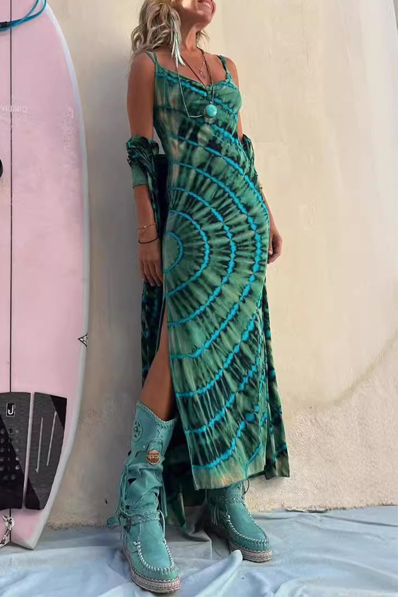 Vestidos universitarios sexis con estampado geométrico y escote en V con abertura