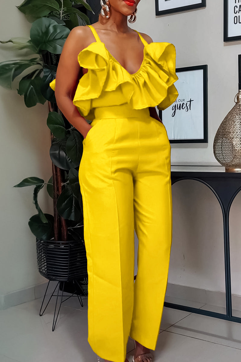 Elegante conjunto de dos piezas con estampado de patchwork, bolsillos, espalda descubierta, volantes, tirantes finos y sin mangas (4 colores)