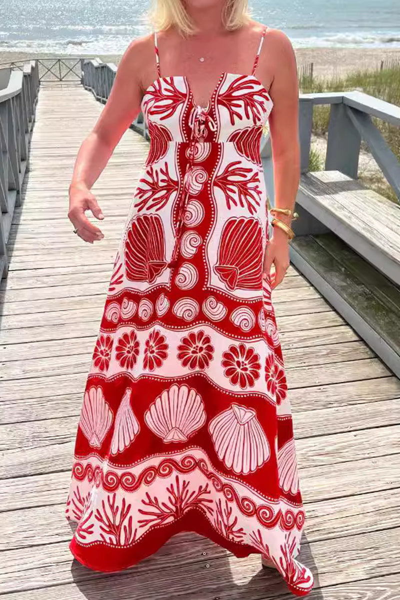 Vestidos sexis de vacaciones con cuello en V, encaje y estampado geométrico