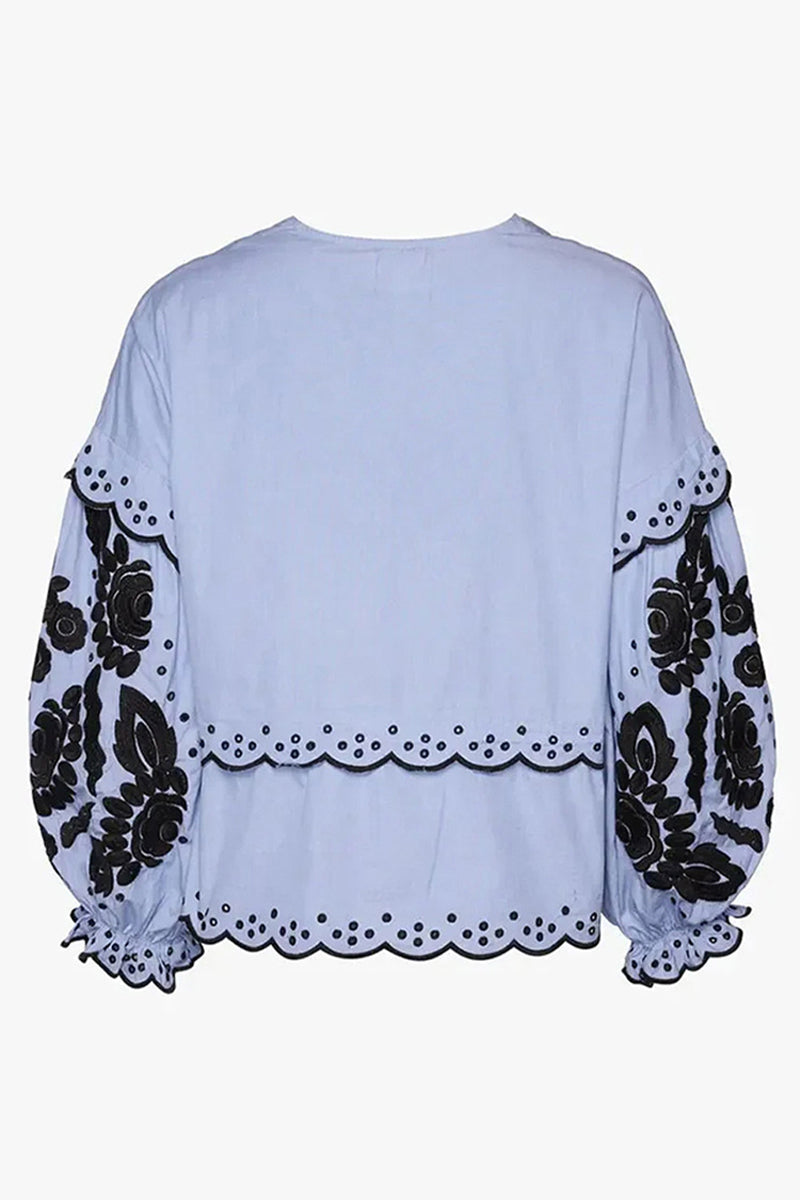 Blusas casuales de color sólido con encaje, cuello en V y patchwork (3 colores)