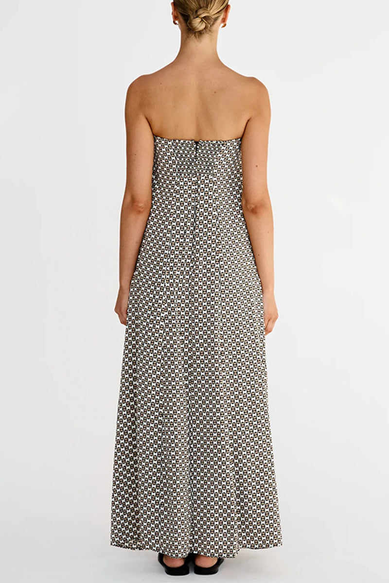 Vestidos sexis sin tirantes con cremallera y estampado geométrico urbano