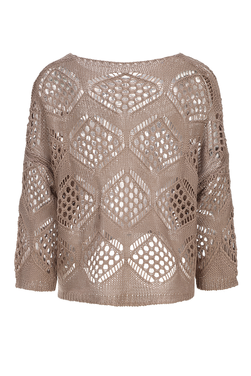 Suéteres casuales de calle de color sólido con tejido calado y cuello en V