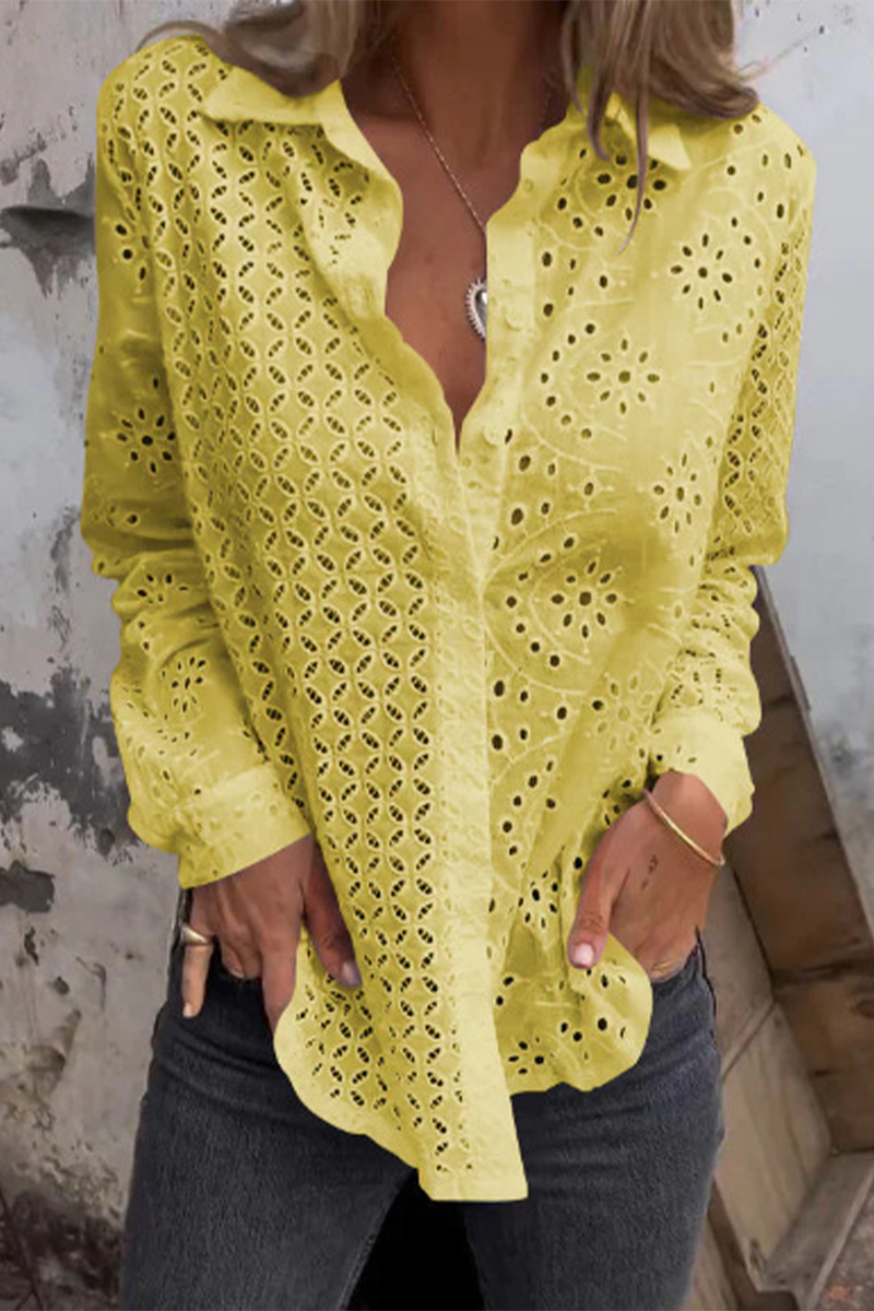 Blusas casuales de color sólido con cuello vuelto y aberturas (7 colores)