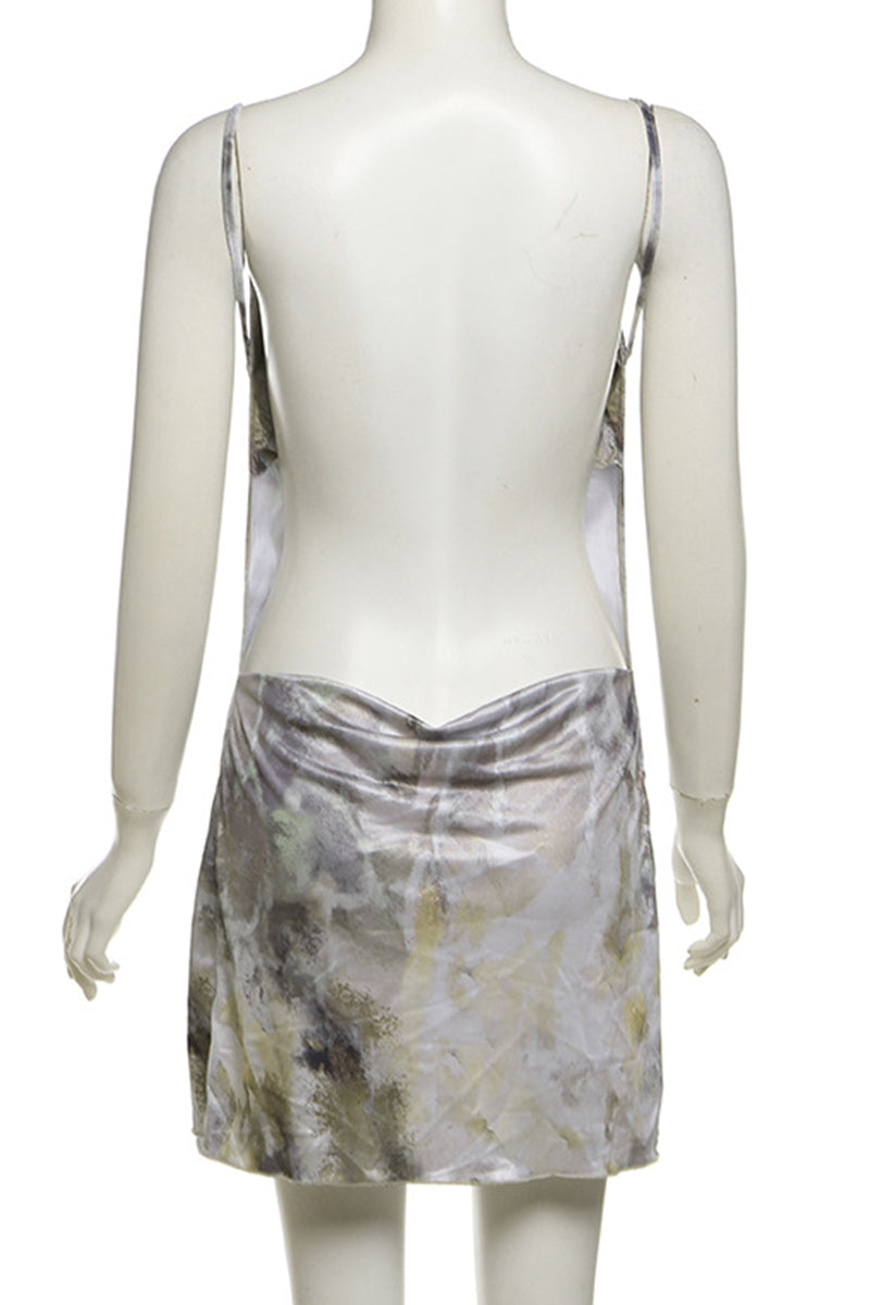 Vestidos de tirantes finos con espalda descubierta y estampado de patchwork urbano