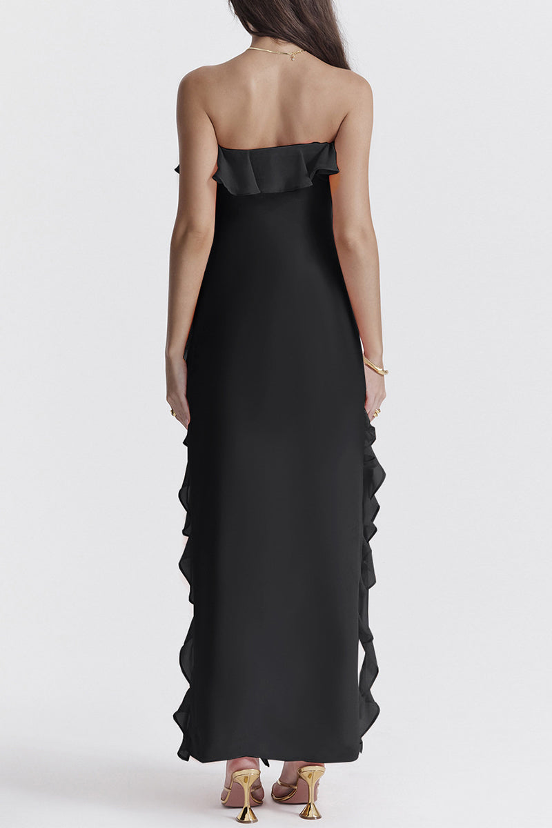 Vestidos sexis irregulares con abertura y volantes de color liso (3 colores)