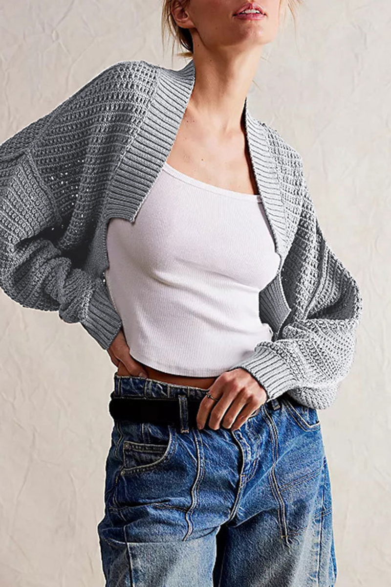 Prenda exterior informal de cuello tipo cárdigan de tejido liso para uso diario (4 colores)