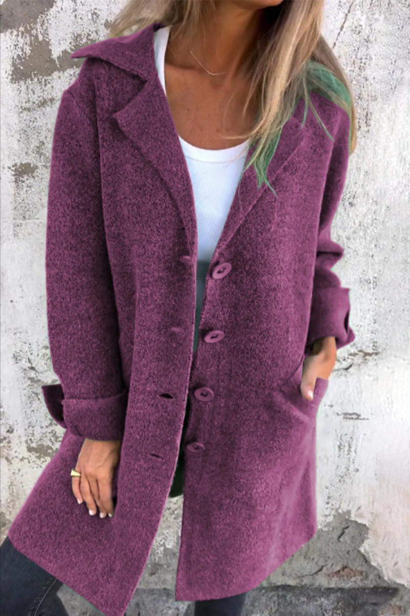 Prendas de abrigo informales de color liso con botones y cuello vuelto (9 colores)