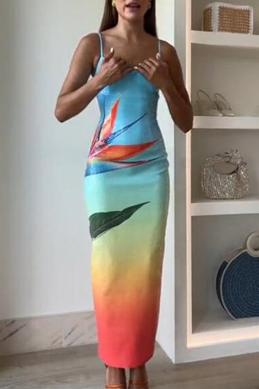 Vestidos de fiesta sexys con flores, lentejuelas y escote en U, falda de un solo paso