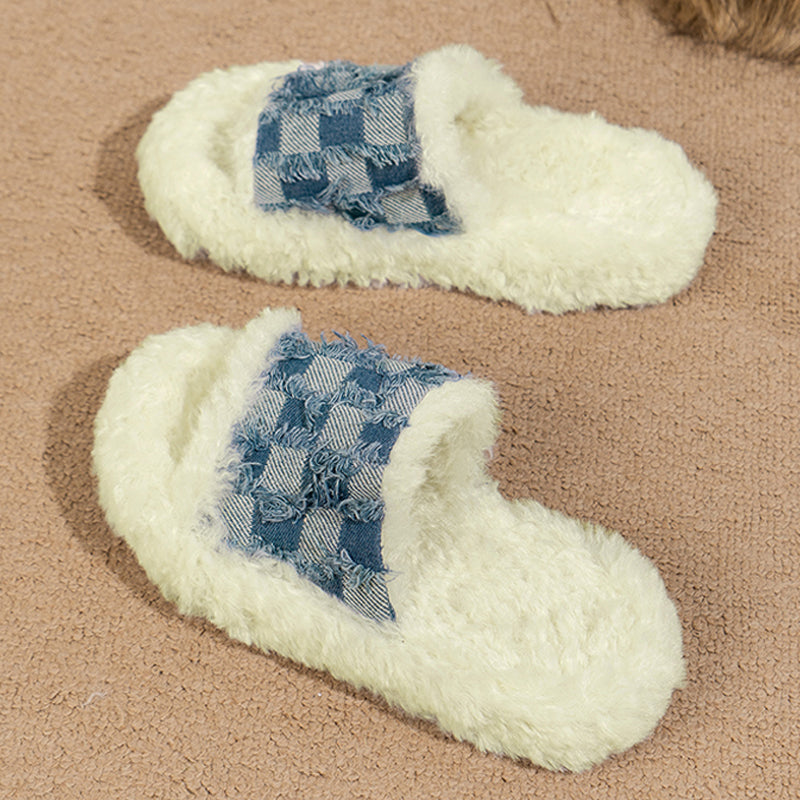 Zapatos de cuña cómodos y redondos con diseño de patchwork informal