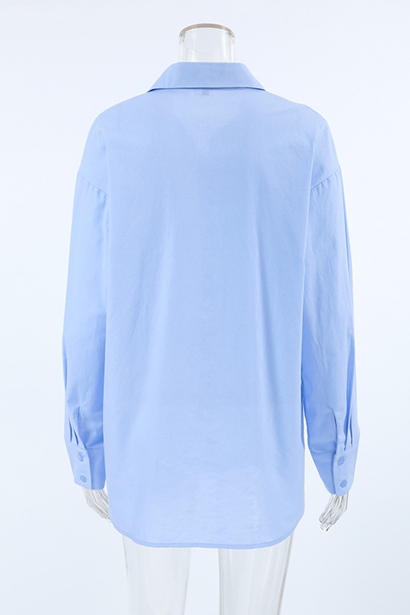 Blusas casuales de cuello vuelto con botones para uso diario