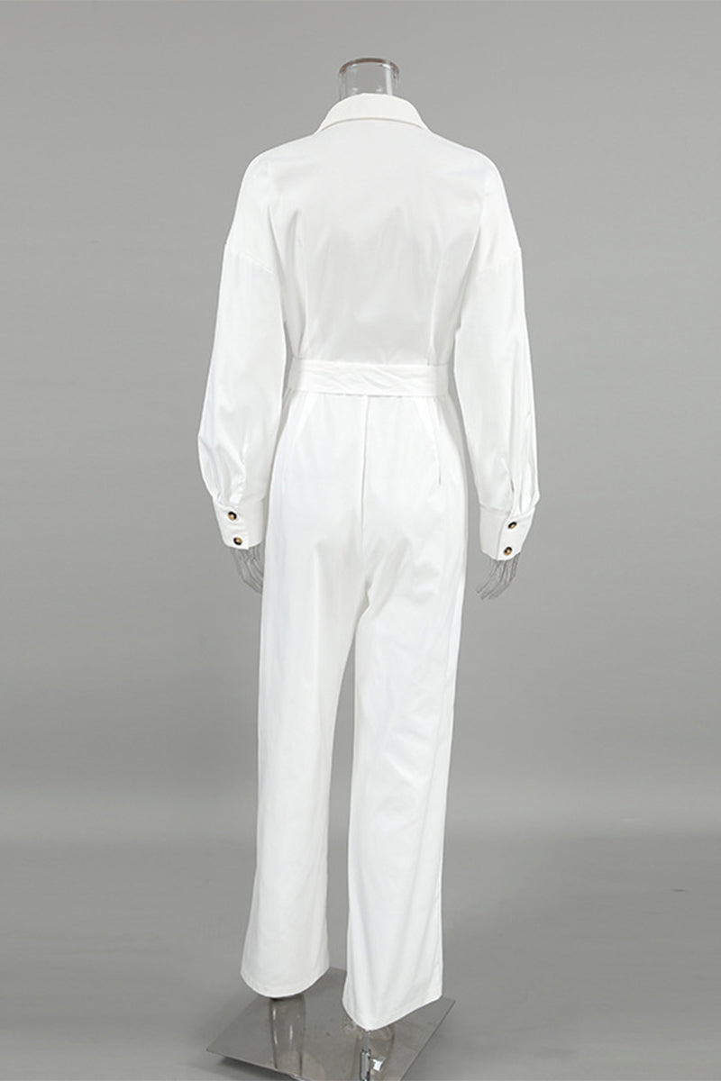 Monos holgados informales de calle con cordones y botones con cuello vuelto