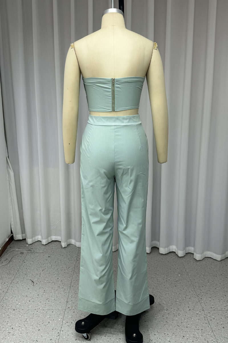 Conjunto informal de dos piezas con fruncido irregular, sin tirantes y sin mangas