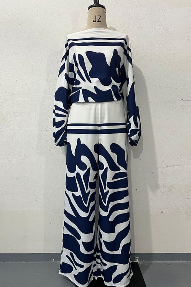 Conjunto casual de dos piezas de manga larga con estampado pintado