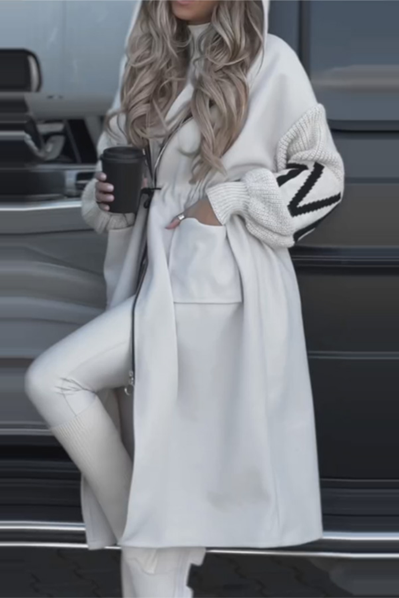 Prendas de abrigo informales con capucha, bolsillos y patchwork en contraste (7 colores)