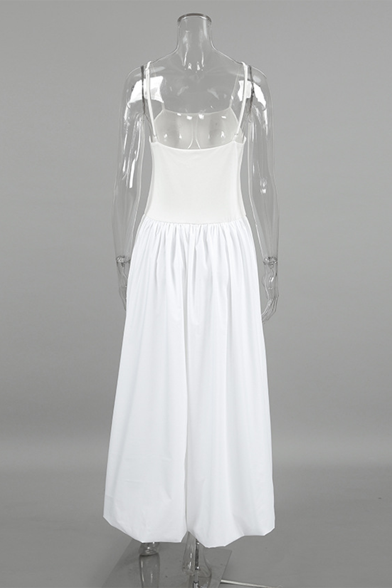 Vestidos casuales fruncidos con escote cuadrado y tirantes