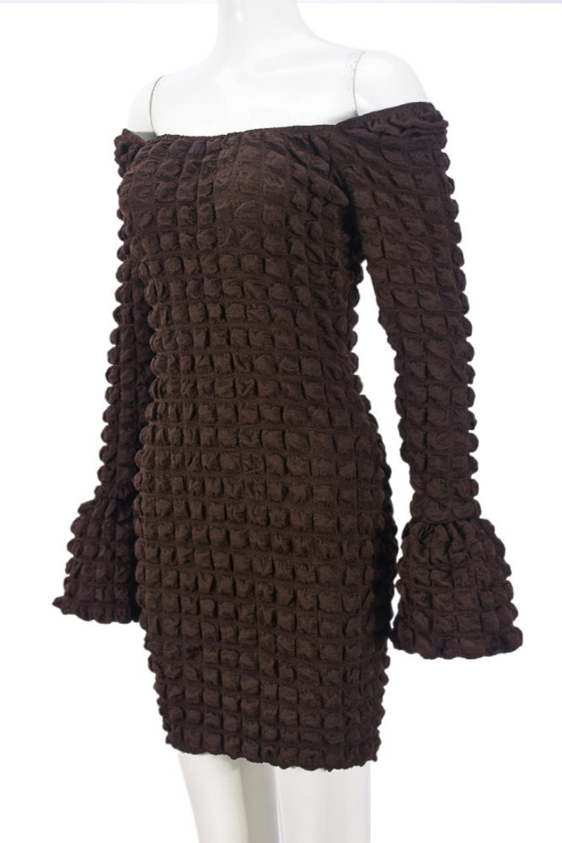 Vestidos casuales básicos de cuello cuadrado y manga larga