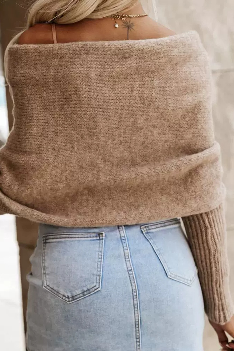 Suéteres sexys de cuello en V irregulares de color sólido (3 colores)