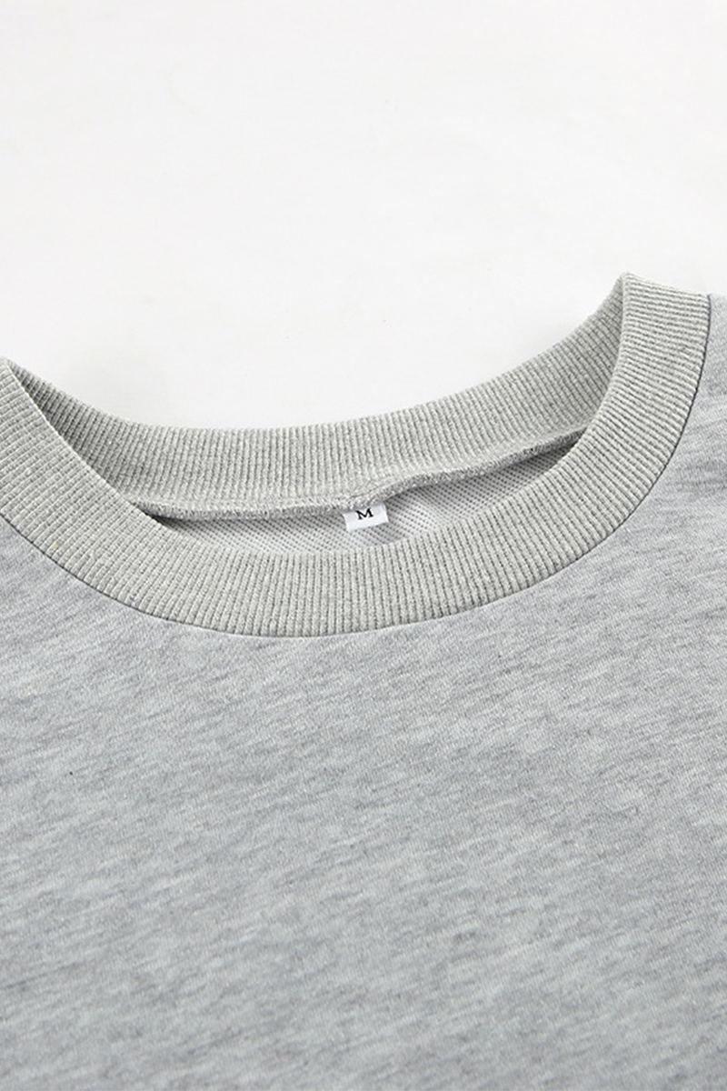 Conjunto informal de dos piezas con cuello redondo, manga larga y bolsillo con cordón ajustable para la calle