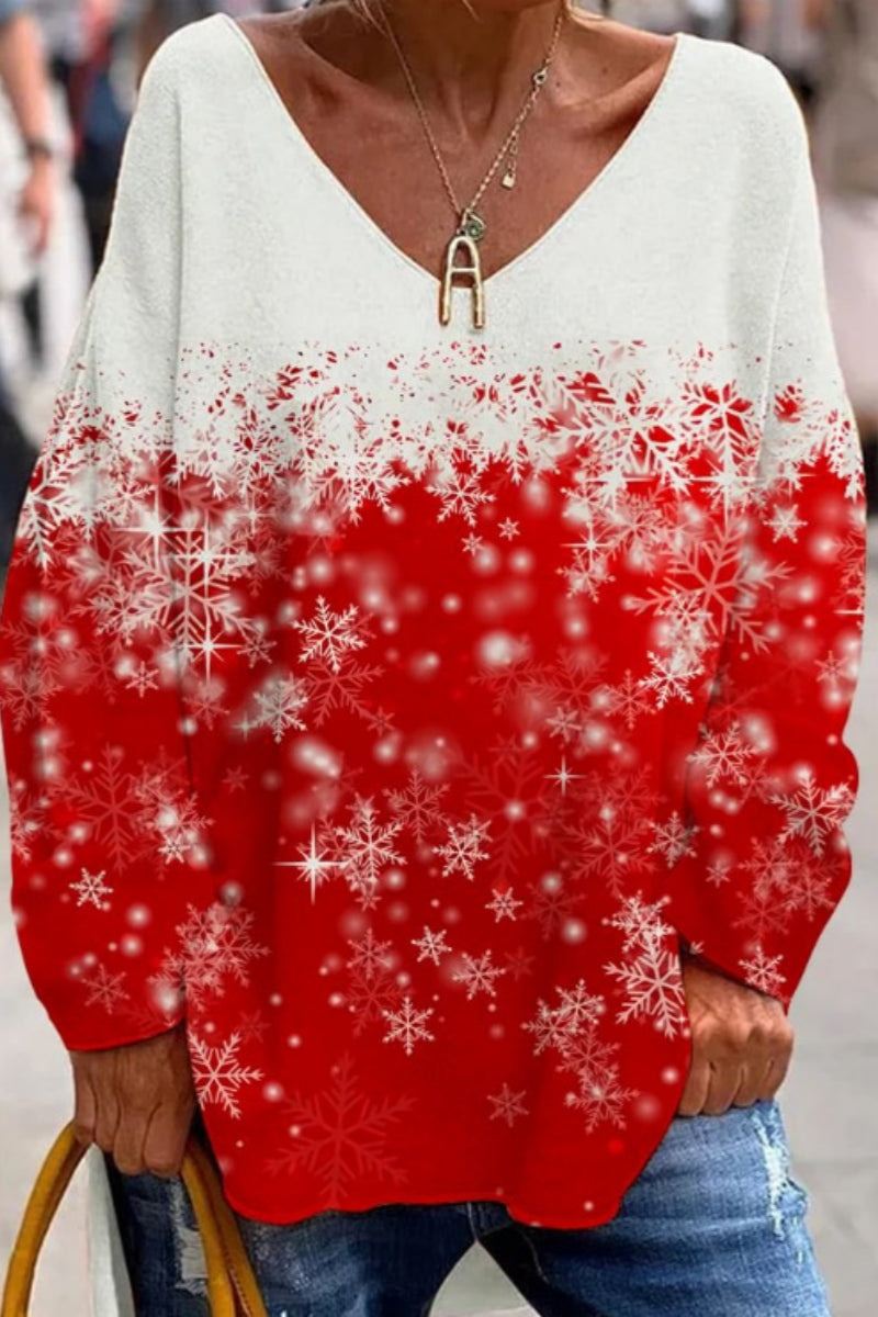 Tops básicos de cuello en V con estampado diario informal (3 colores)