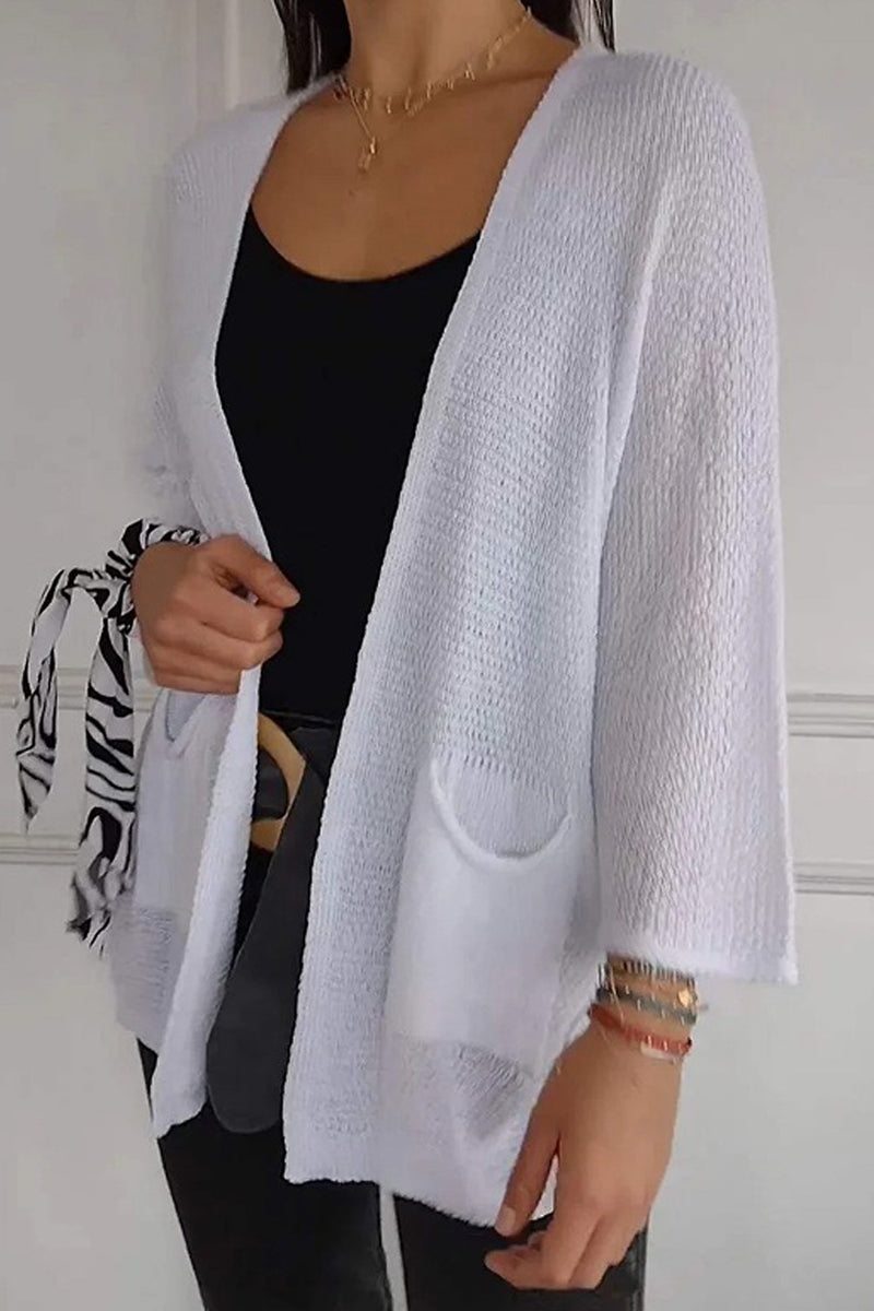 Cárdigan informal de color liso con bolsillos