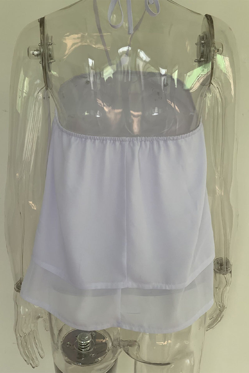 Tops halter sexys con cordones en colores sólidos