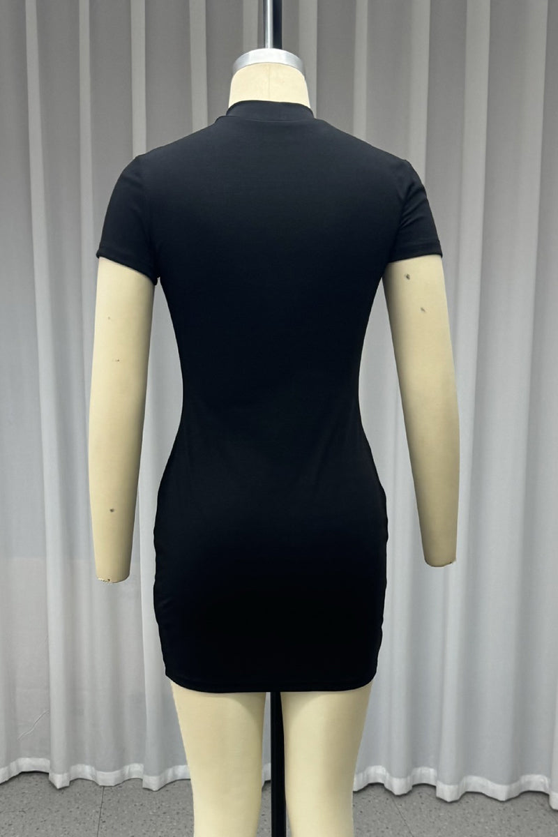 Vestidos casuales con falda cruzada y cuello alto, borlas y botones