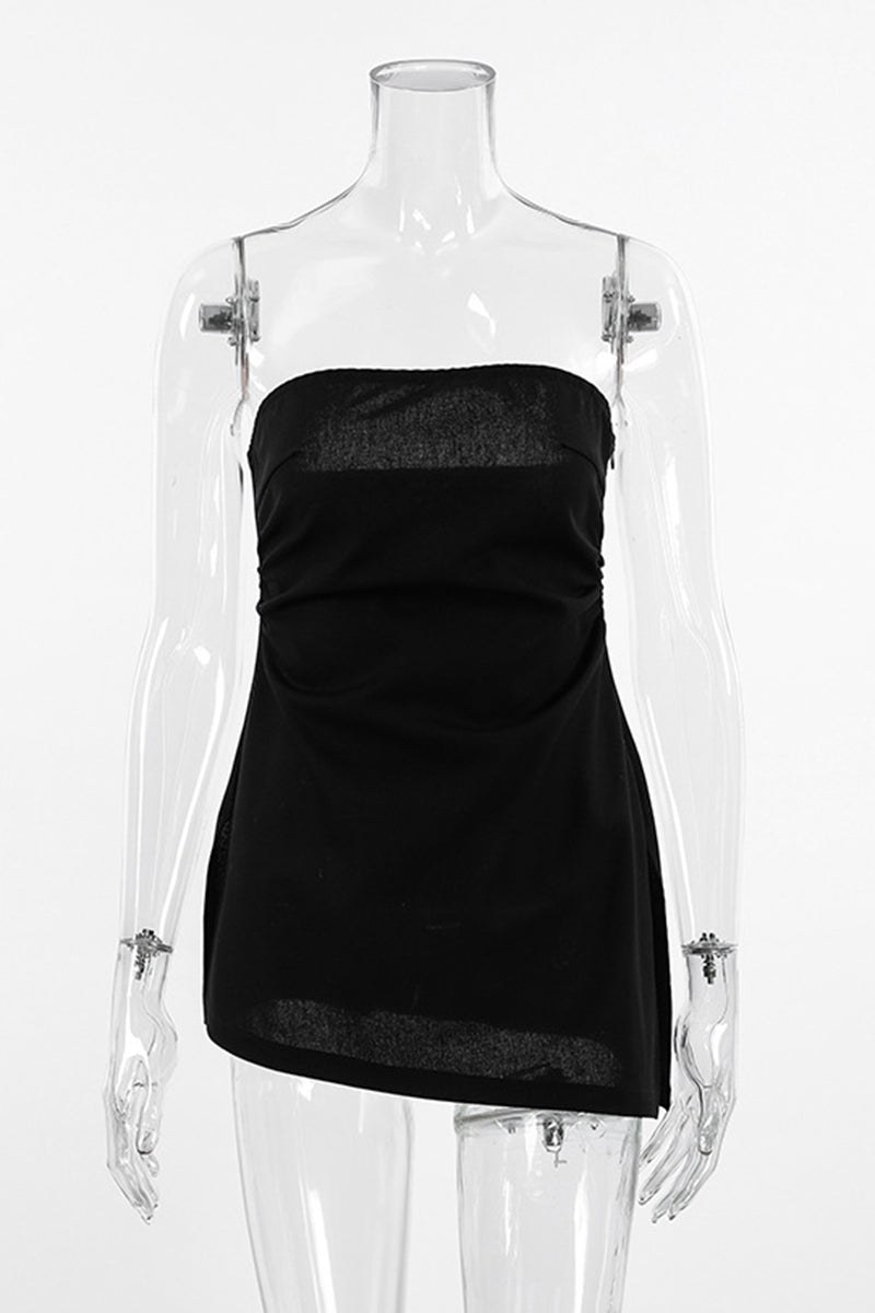 Tops sexys sin tirantes con abertura y cremallera