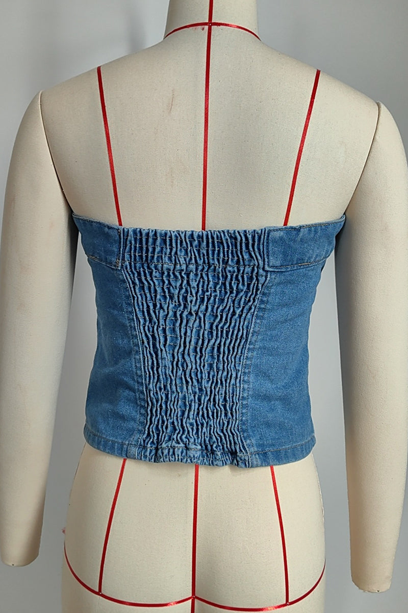 Camisola sexy sin tirantes con botones