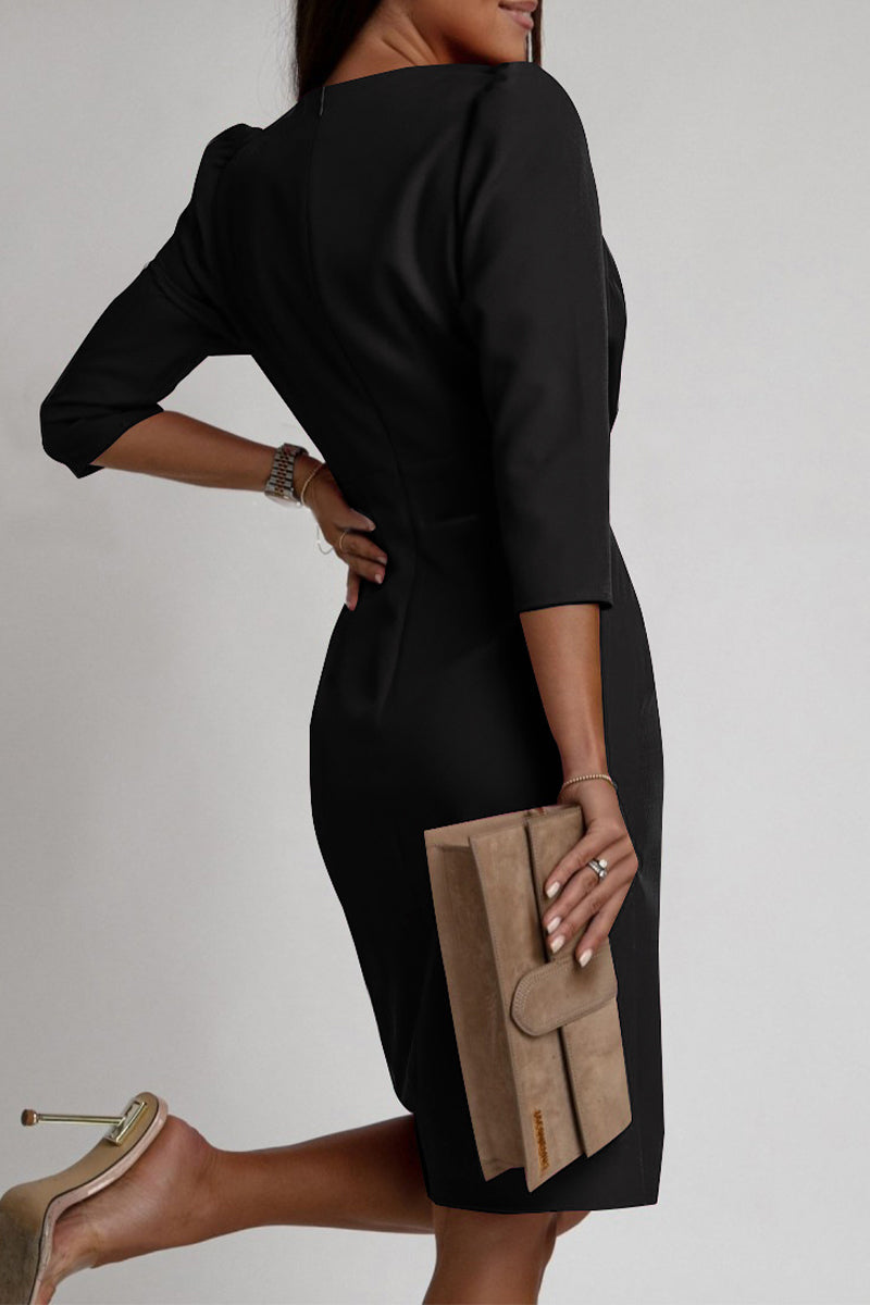 Sexy Slit V Neck Wrapped Skirt Dresses(4 Colors)