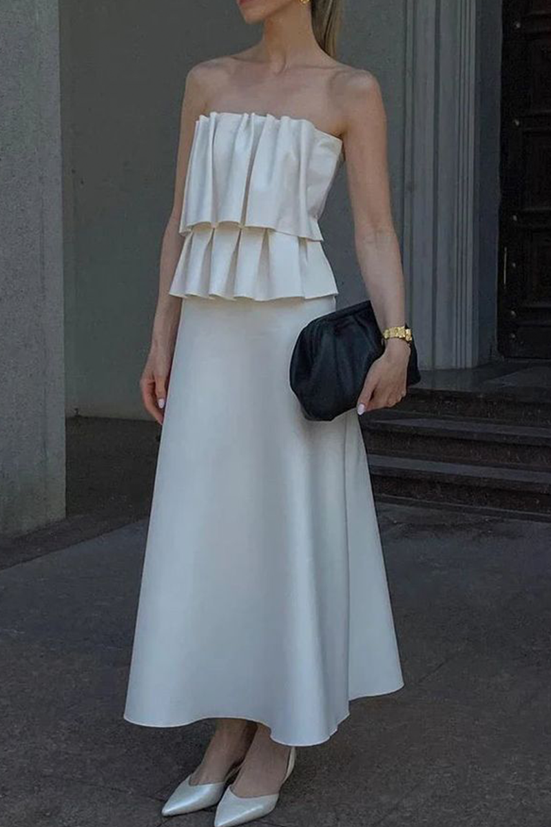 Vestidos sexys fruncidos sin tirantes