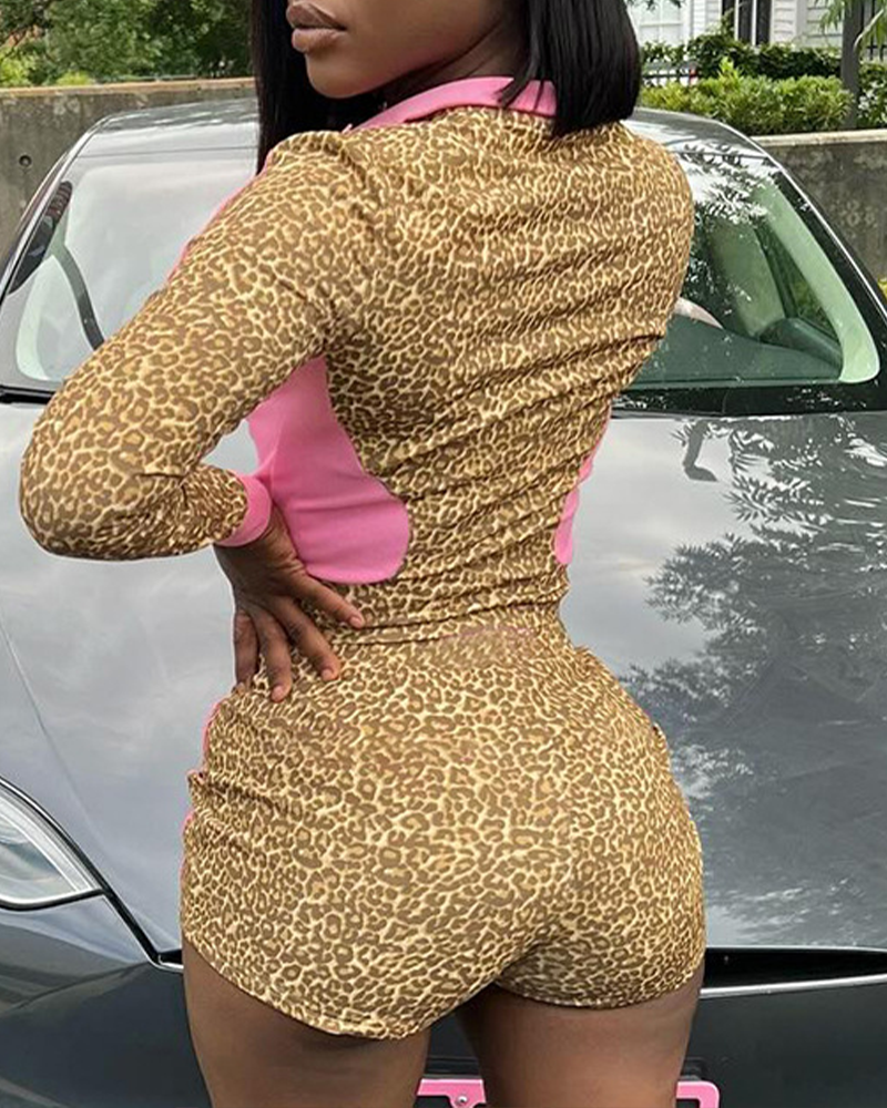 Leopard Print Zip-Up Cardigan Set