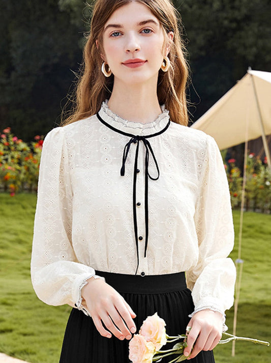 Emma Retro Embroidered Lace Shirt