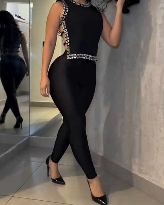 Decorative Open-Back Slim-Fit Pants Set (Pre-Sale)