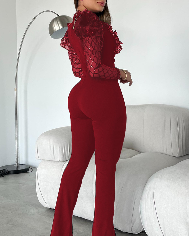 Beaded Lace Split Jumpsuit
