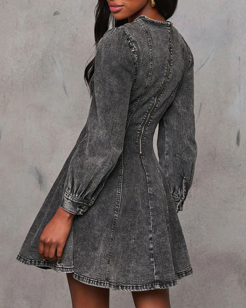 Patchwork Waist Denim Dress